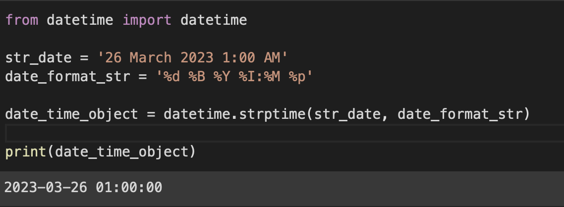 Convert String to DateTime obejct in Python